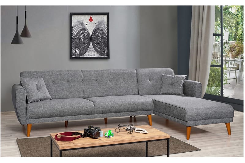 Gjoni Bäddsoffa med Divan Vänster - Grå - Möbler - Soffa - Bäddsoffa - Bäddsoffa divan