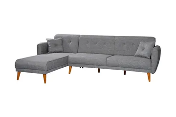 Gjoni Bäddsoffa med Divan Vänster - Grå - Möbler - Soffa - Bäddsoffa - Bäddsoffa divan
