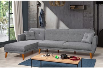 Gjoni Bäddsoffa med Divan Vänster - Grå - Möbler - Soffa - Bäddsoffa - Bäddsoffa divan