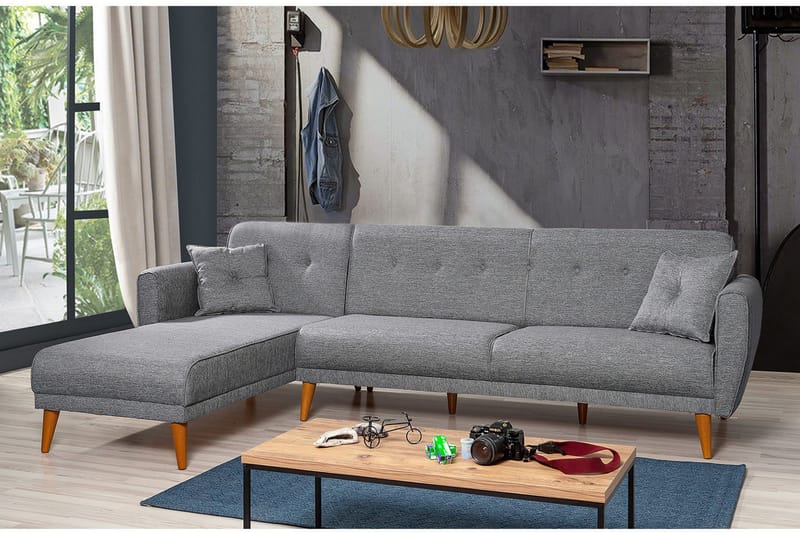 Gjoni Bäddsoffa med Divan Vänster - Grå - Möbler - Soffa - Bäddsoffa - Bäddsoffa divan