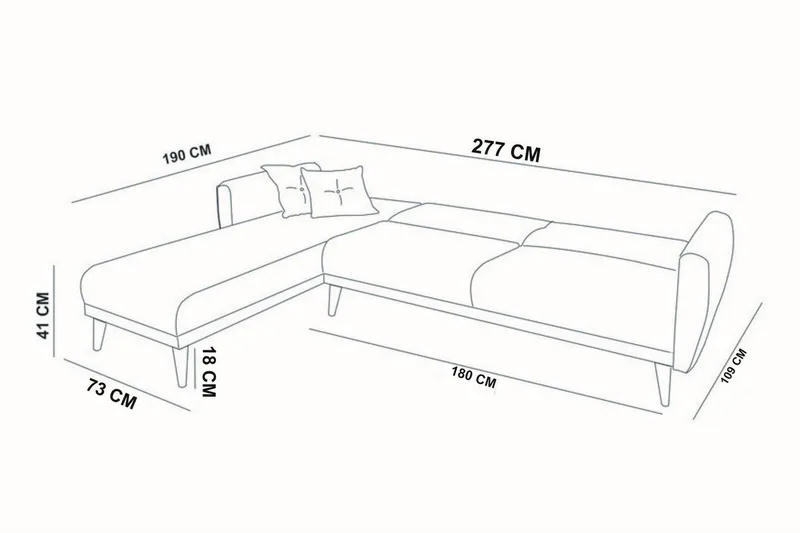 Gjoni Bäddsoffa med Divan Vänster - Grå - Möbler - Soffa - Bäddsoffa - Bäddsoffa divan
