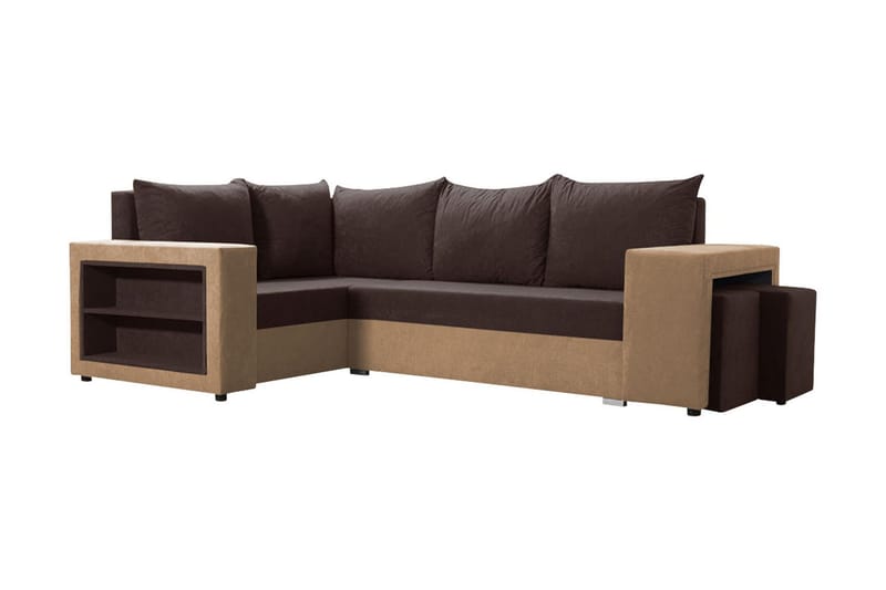 Hörnbäddsoffa Milano M - Brun - Sammetssoffa - Bäddsoffa divan