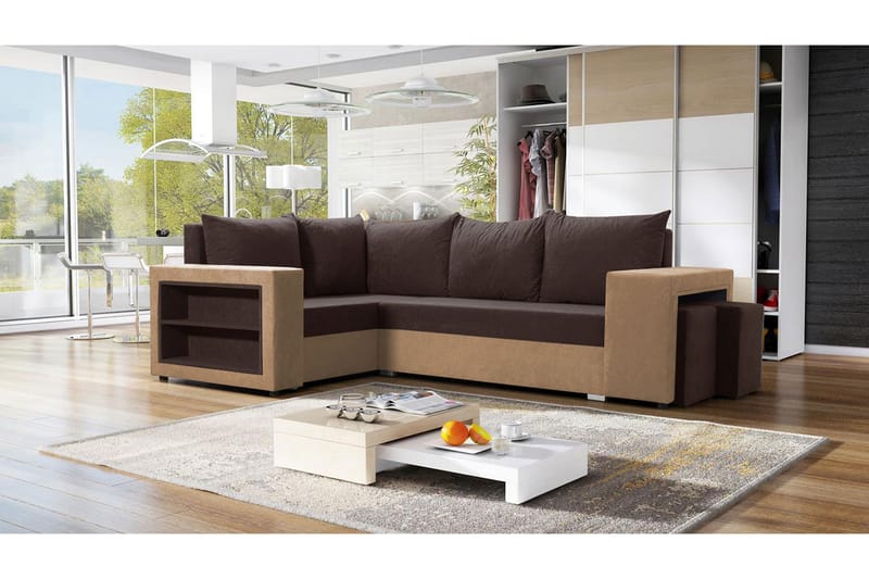 Hörnbäddsoffa Milano M - Brun - Möbler - Soffa - Bäddsoffa - Hörnbäddsoffa