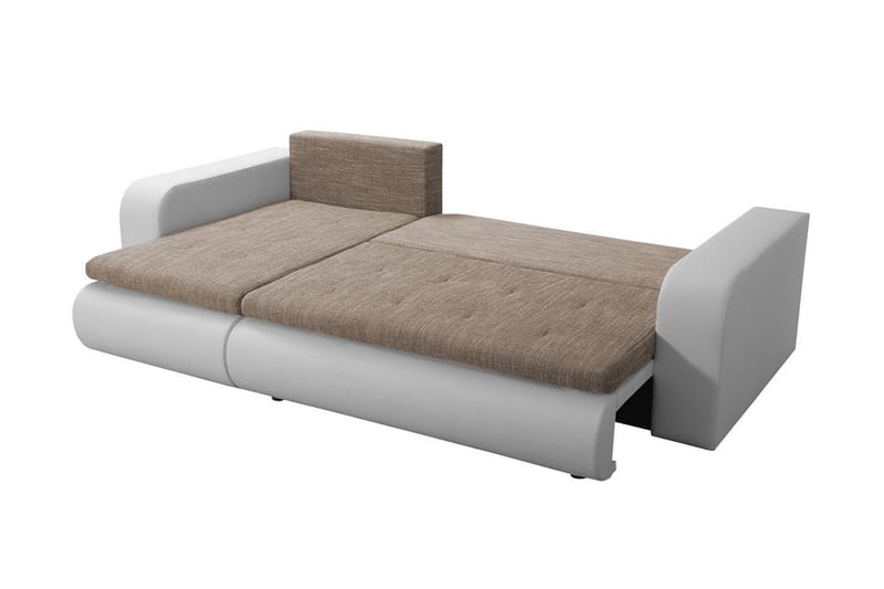 Hörnbäddsoffa Ozello - Vit/Beige - Skinnsoffa - Bäddsoffa divan