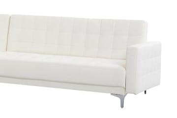 Hörnbäddsoffa Westerleigh Höger med Fotpall Konstläder - Vit - Möbler - Soffa - Bäddsoffa - Bäddsoffa divan
