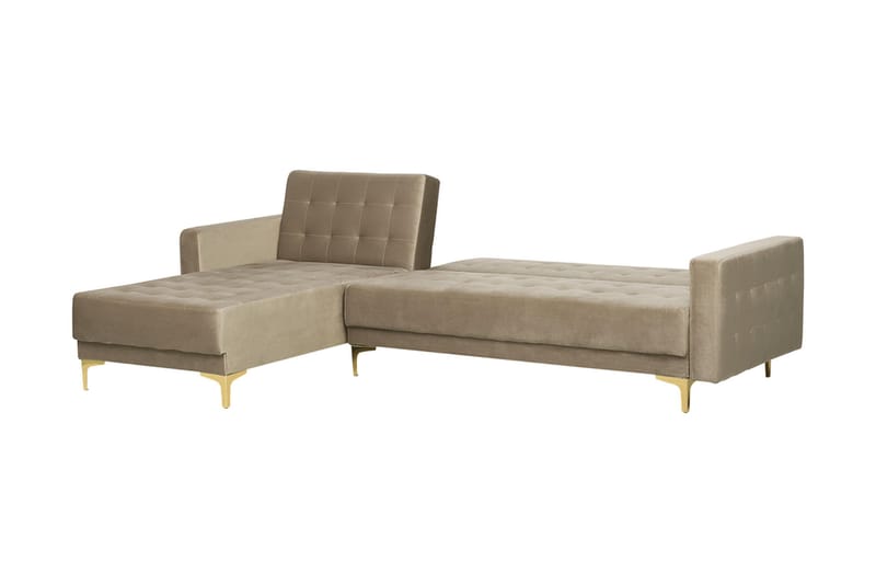 Hörnbäddsoffa Westerleigh Höger Sammet - Beige - Möbler - Soffa - Bäddsoffa - Bäddsoffa divan