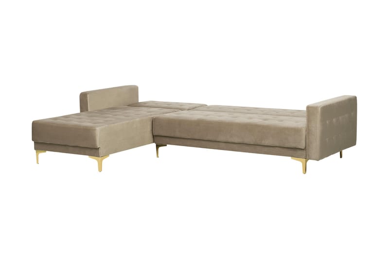 Hörnbäddsoffa Westerleigh Höger Sammet - Beige - Möbler - Soffa - Bäddsoffa - Bäddsoffa divan