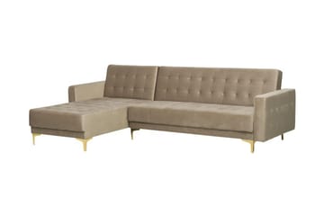 Hörnbäddsoffa Westerleigh Höger Sammet - Beige - Möbler - Soffa - Bäddsoffa - Bäddsoffa divan