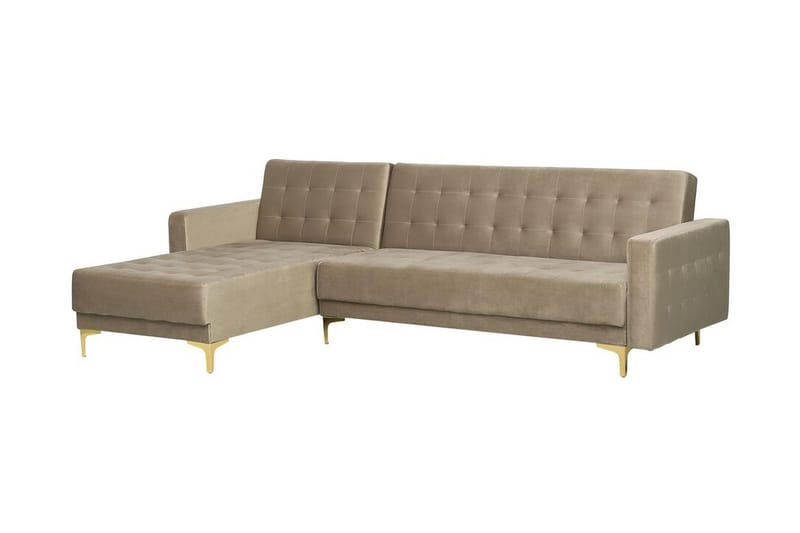 Hörnbäddsoffa Westerleigh Höger Sammet - Beige - Möbler - Soffa - Bäddsoffa - Bäddsoffa divan