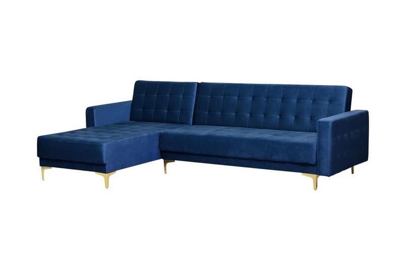 Hörnbäddsoffa Westerleigh Höger Sammet - Blå - Möbler - Soffa - Bäddsoffa - Bäddsoffa divan