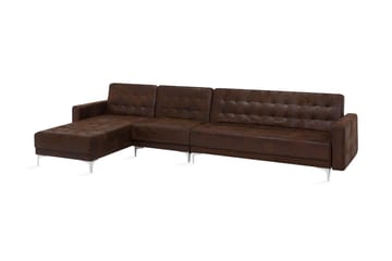 Hörnbäddsoffa Westerleigh Large Höger Konstläder - Brun - Möbler - Soffa - Bäddsoffa - Bäddsoffa divan