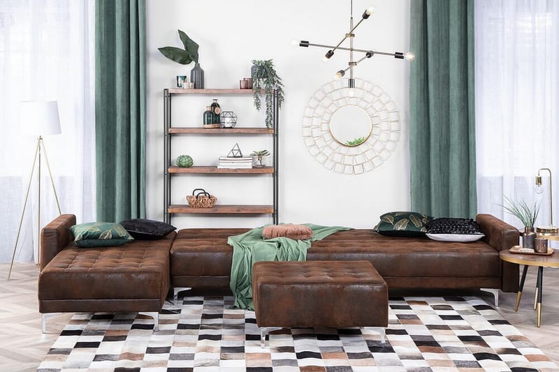 Hörnbäddsoffa Westerleigh Large Höger Konstläder - Brun - Möbler - Soffa - Bäddsoffa - Bäddsoffa divan