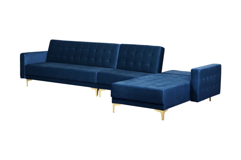 Hörnbäddsoffa Westerleigh Large Vänster Sammet - Blå - Bäddsoffa divan