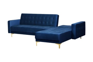 Hörnbäddsoffa Westerleigh Vänster Sammet - Blå - Möbler - Soffa - Bäddsoffa - Bäddsoffa divan