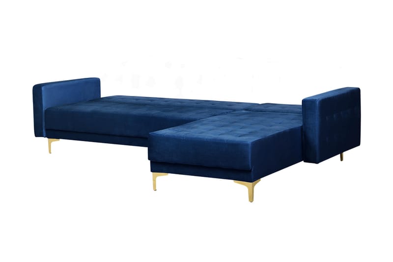 Hörnbäddsoffa Westerleigh Vänster Sammet - Blå - Möbler - Soffa - Bäddsoffa - Bäddsoffa divan