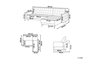 Hörnbäddsoffa Westerleigh Vänster Sammet - Blå - Möbler - Soffa - Bäddsoffa - Bäddsoffa divan