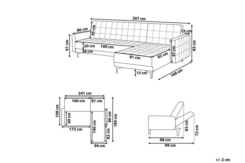 Hörnbäddsoffa Westerleigh Vänster Sammet - Blå - Bäddsoffa divan