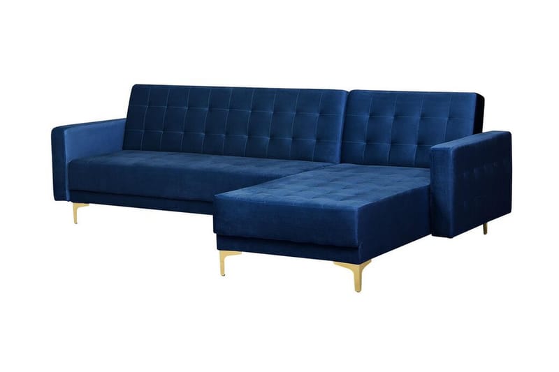 Hörnbäddsoffa Westerleigh Vänster Sammet - Blå - Möbler - Soffa - Bäddsoffa - Bäddsoffa divan