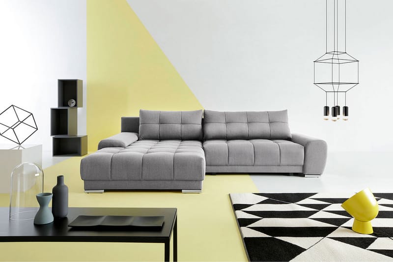 Hörnsoffa Clendennen - Grå/Röd/Vit - Möbler - Soffa - Bäddsoffa - Bäddsoffa divan