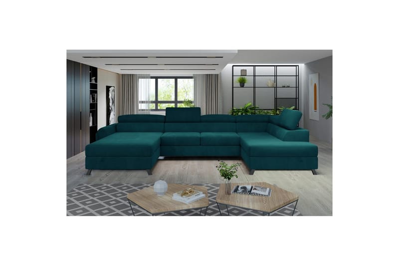 Hörnsoffa Eltap Josette 360x200x92 cm - Mat Velvet 75, Grön, Höger - Möbler - Soffa - Bäddsoffa - Bäddsoffa divan