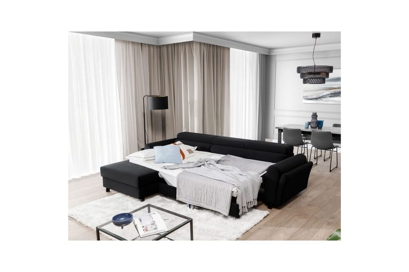 Hörnsoffa Eltap Mariall 288x200x92 cm - Mat Sammet 99, Blå, Vänster - Möbler - Soffa - Bäddsoffa - Bäddsoffa divan