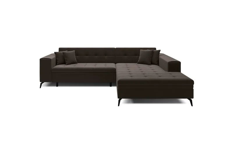Hörnsoffa Eltap Solange 292x196x84 cm, Mat Velvet 29, Mörkbrun, Höger