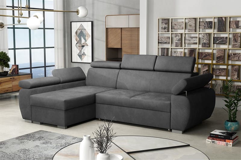 Hörnsoffa Letafors Vänster - Mörkgrå - Möbler - Soffa - Bäddsoffa - Bäddsoffa divan