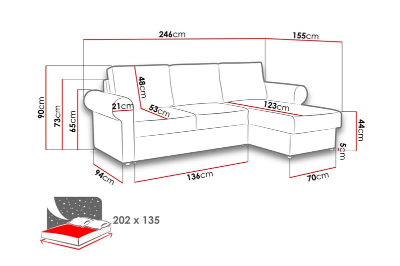 Hörnsoffa Monaco - Mörkturkos - Möbler - Soffa - Bäddsoffa - Bäddsoffa divan