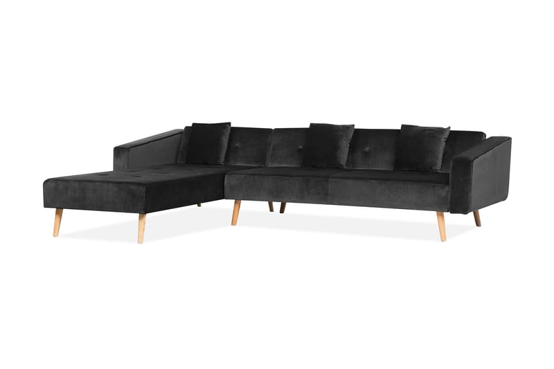 Hörnsoffa Vadso 303 cm - Svart - Bäddsoffa divan