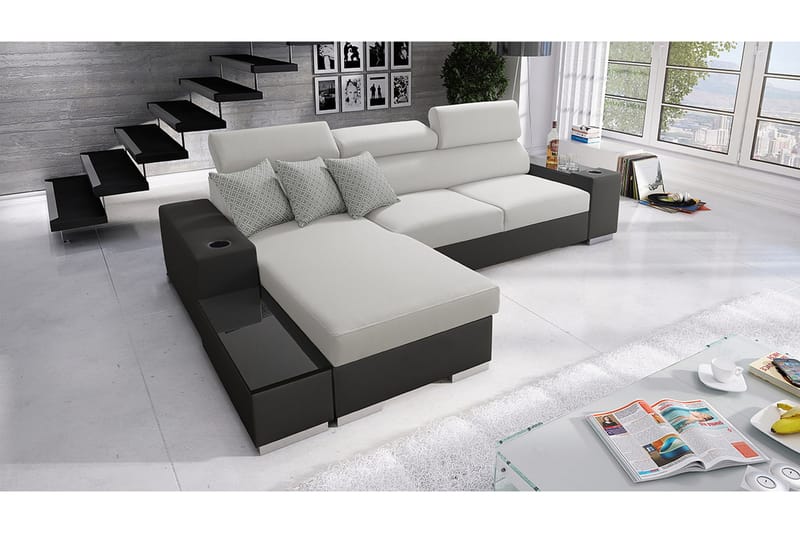 Hörnsoffa Pereso Vänster - Grå - Möbler - Soffa - Bäddsoffa - Bäddsoffa divan