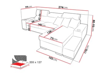 Hörnsoffa Pereso Vänster - Grå - Möbler - Soffa - Bäddsoffa - Bäddsoffa divan