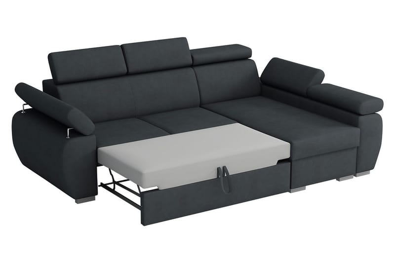 Halliday 2-sits Hörnsoffa Vänster Bäddbar med Förvaring i Tyg - Brun - Möbler - Soffa - Bäddsoffa - Bäddsoffa divan