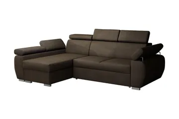 Halliday 2-sits Hörnsoffa Vänster Bäddbar med Förvaring i Tyg - Brun - Möbler - Soffa - Bäddsoffa - Bäddsoffa divan