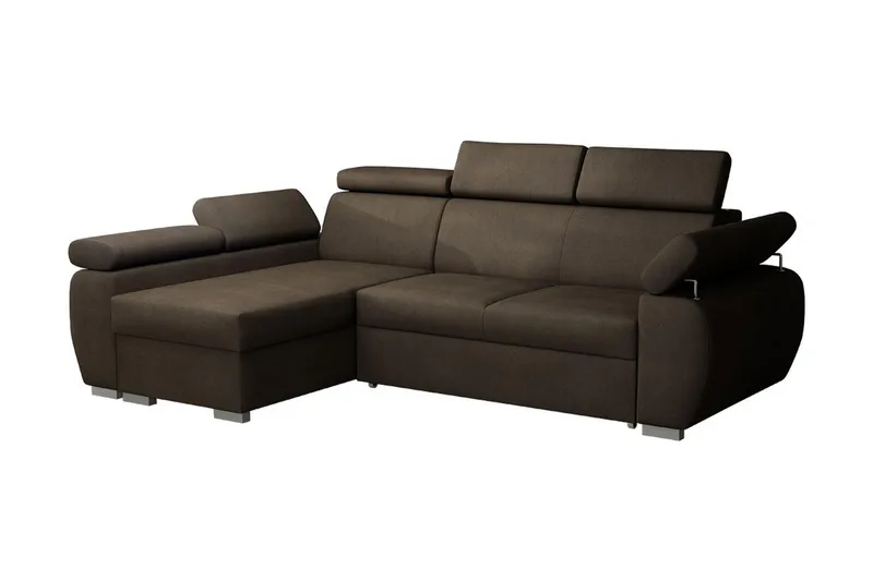 Halliday 2-sits Hörnsoffa Vänster Bäddbar med Förvaring i Tyg - Brun - Möbler - Soffa - Bäddsoffa - Bäddsoffa divan