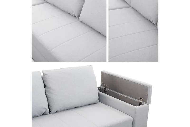 Herosa 3-sits Bäddsoffa med Divan med Förvaring - Blå/Grå - Möbler - Soffa - Bäddsoffa - Bäddsoffa divan