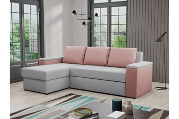 Herosa 3-sits Bäddsoffa med Divan med Förvaring - Grå/Rosa - Möbler - Soffa - Bäddsoffa - Bäddsoffa divan