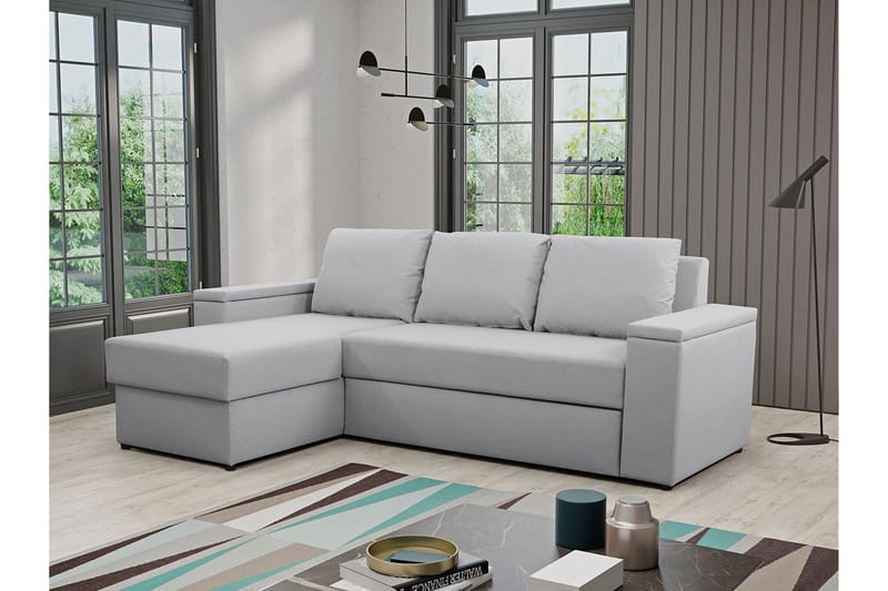 Herosa 3-sits Bäddsoffa med Divan med Förvaring - Ljusgrå - Möbler - Soffa - Bäddsoffa - Bäddsoffa divan
