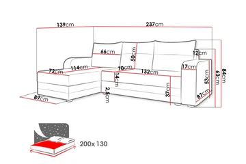 Hewlet 3-sits Divanbäddsoffa Vänster - Grå - Möbler - Soffa - Bäddsoffa - Bäddsoffa divan