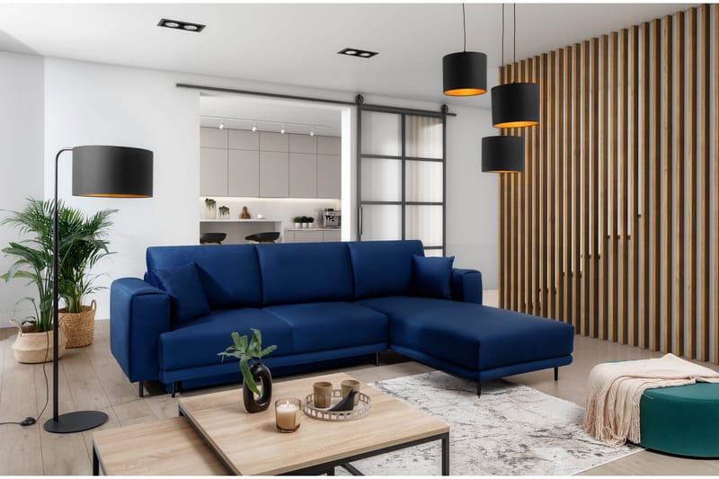 Hopland 3-sits Bäddsoffa m. Divan med Förvaring - Blå - Möbler - Soffa - Bäddsoffa - Bäddsoffa divan