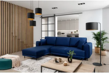 Hopland 3-sits Bäddsoffa m. Divan med Förvaring - Blå - Möbler - Soffa - Bäddsoffa - Bäddsoffa divan