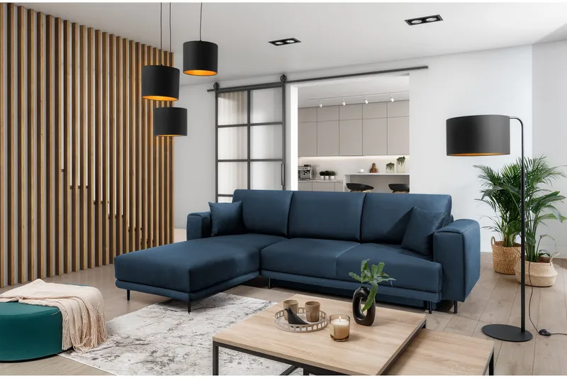 Hopland 3-sits Bäddsoffa m. Divan med Förvaring, Blå