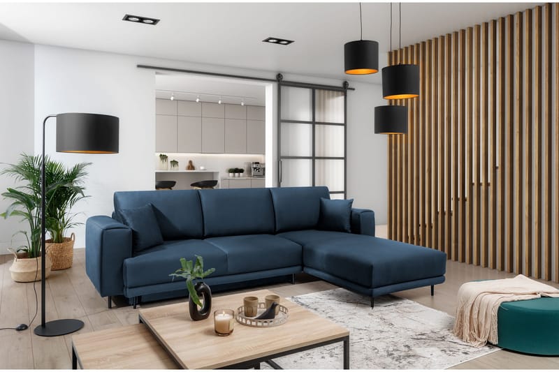 Hopland 3-sits Bäddsoffa m. Divan med Förvaring - Blå - Möbler - Soffa - Bäddsoffa - Bäddsoffa divan