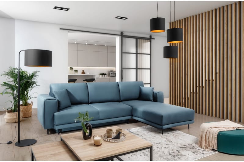 Hopland 3-sits Bäddsoffa m. Divan med Förvaring - Blå - Möbler - Soffa - Bäddsoffa - Bäddsoffa divan