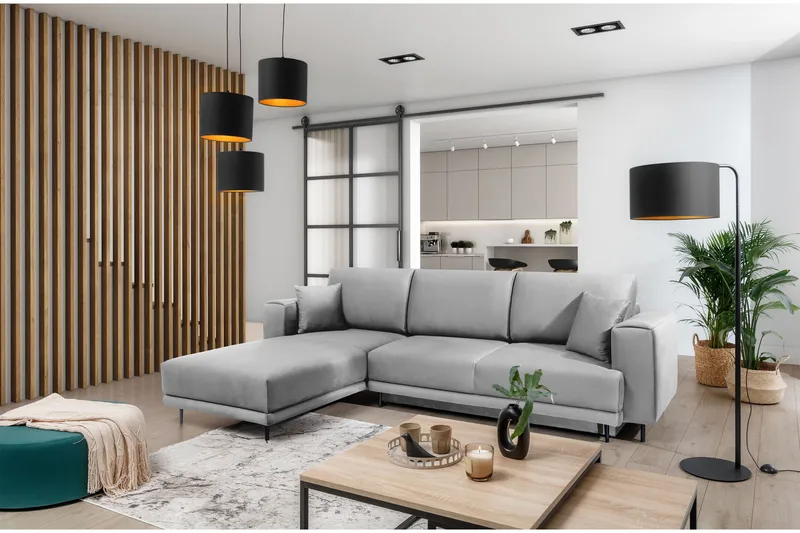 Hopland 3-sits Bäddsoffa m. Divan med Förvaring, Grå