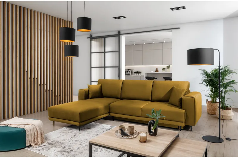 Hopland 3-sits Bäddsoffa m. Divan med Förvaring - Gul - Möbler - Soffa - Bäddsoffa - Bäddsoffa divan