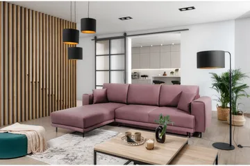 Hopland 3-sits Bäddsoffa m. Divan med Förvaring - Rosa - Möbler - Soffa - Bäddsoffa - Bäddsoffa divan