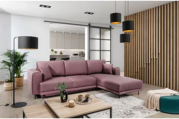 Hopland 3-sits Bäddsoffa m. Divan med Förvaring - Rosa - Möbler - Soffa - Bäddsoffa - Bäddsoffa divan