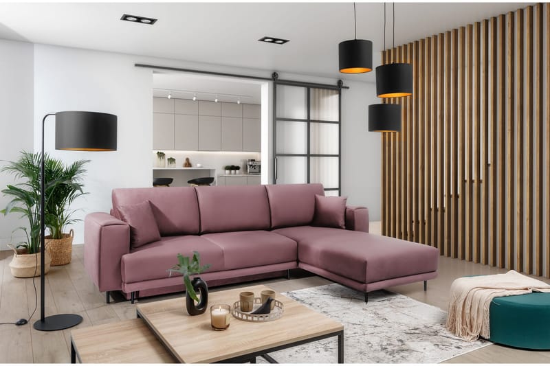 Hopland 3-sits Bäddsoffa m. Divan med Förvaring - Rosa - Möbler - Soffa - Bäddsoffa - Bäddsoffa divan