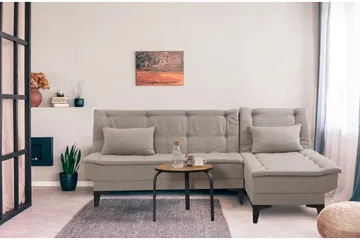 Hunterville 4-sits Höger L-formad Längsbäddad Bäddsoffa 107x225 cm i Tyg - Beige - Möbler - Soffa - Bäddsoffa - Bäddsoffa divan