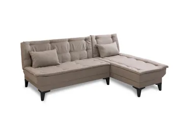 Hunterville 4-sits Höger L-formad Längsbäddad Bäddsoffa 107x225 cm i Tyg - Beige - Möbler - Soffa - Bäddsoffa - Bäddsoffa divan